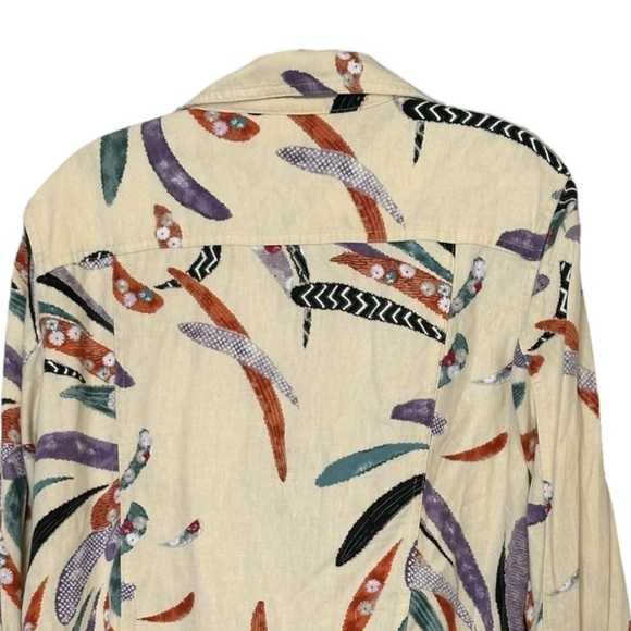 Chico’s Abstract Print Button Front Jacket Linen Cotton Blend Size 2 (L/12) - Picture 6 of 8